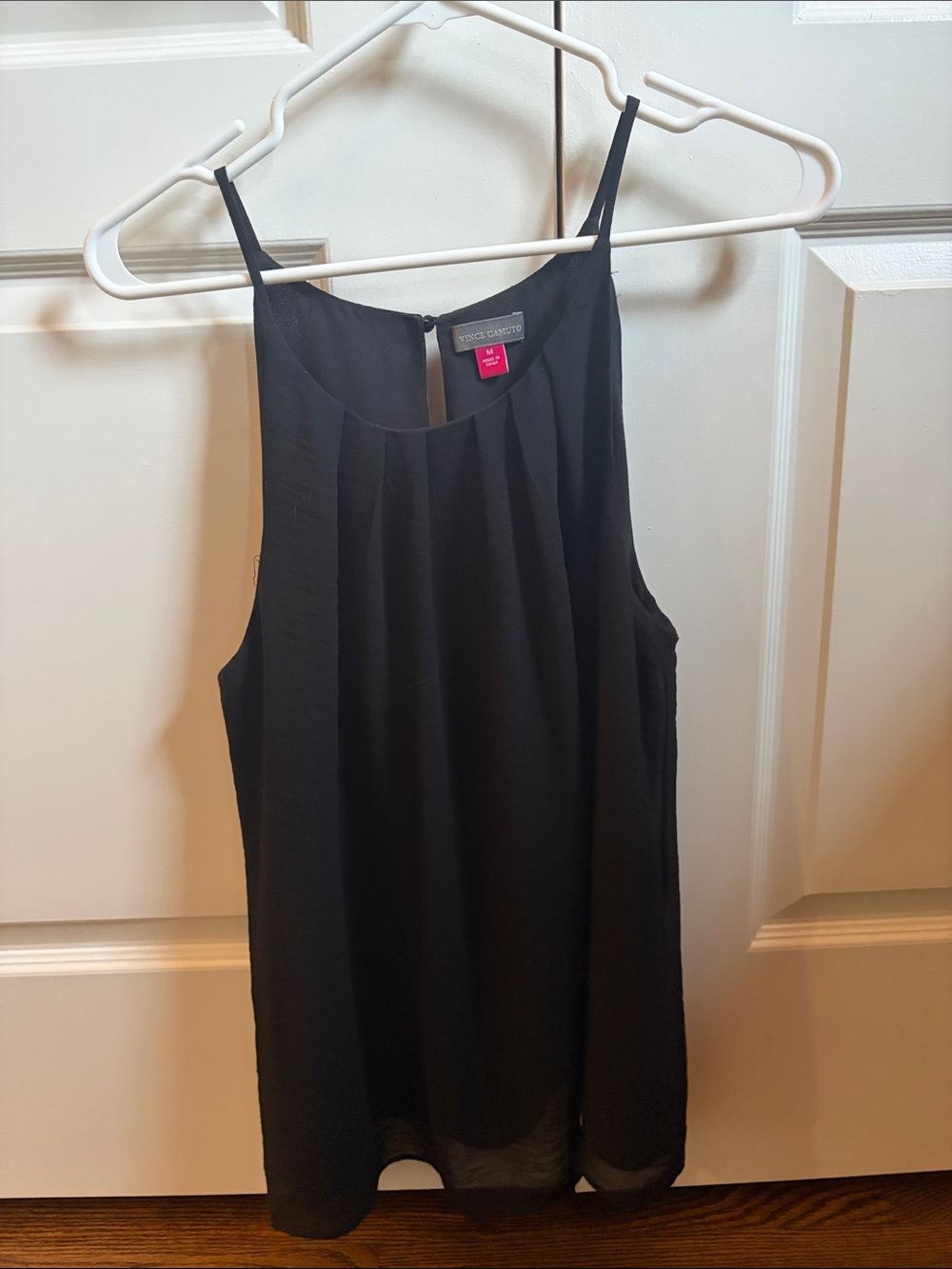 Vince Camuto Black Pleated Front Spaghetti Strap Camisole